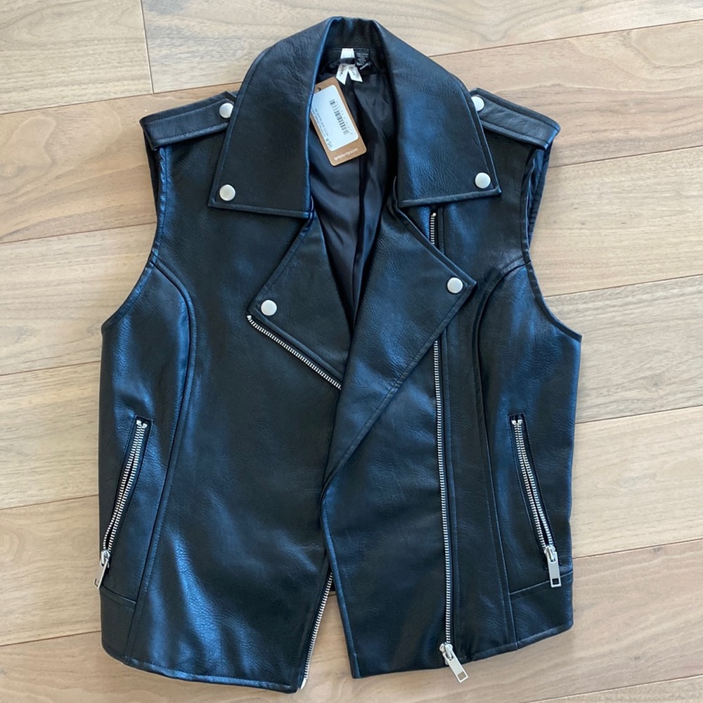 Brand new w/ tags black faux leather vest from Plenty